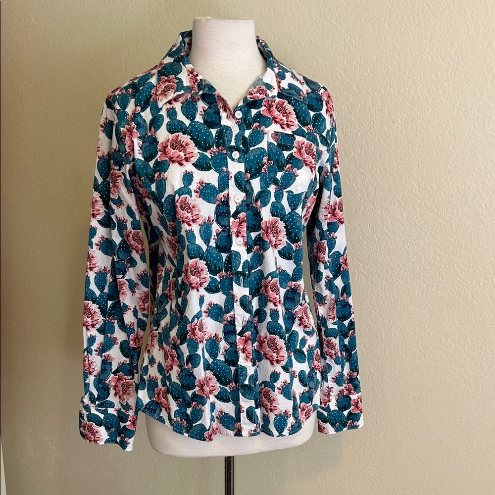 Ariat Teal and Pink Floral Button-Down Shirt